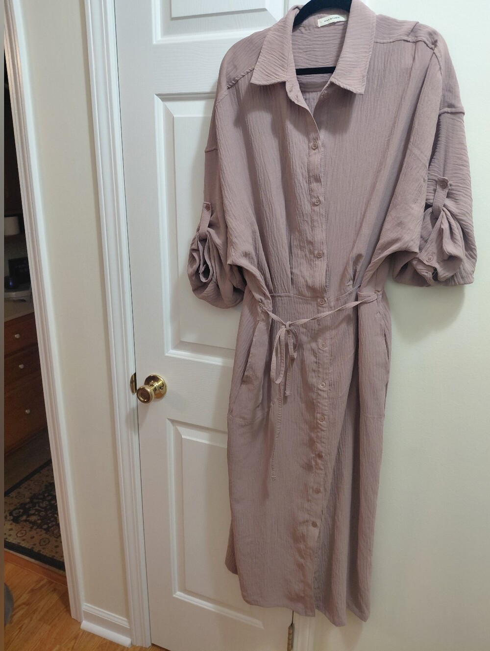 Max Studio Button-Front Midi Shirt Dress in Dusty Mauve